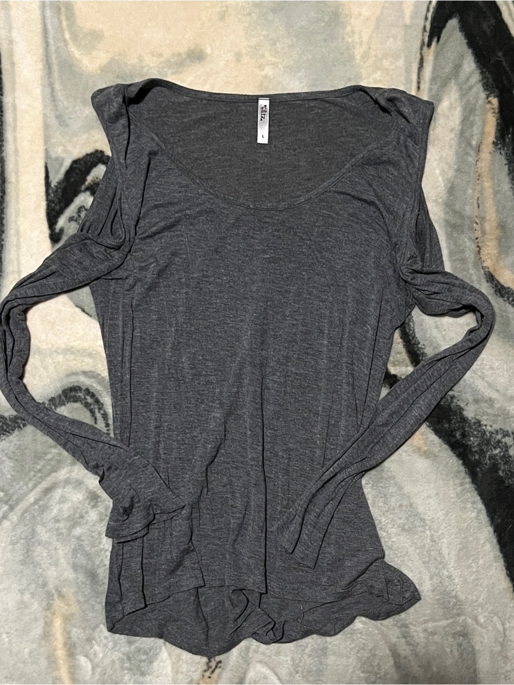 Long sleeve Grey shoulderless top